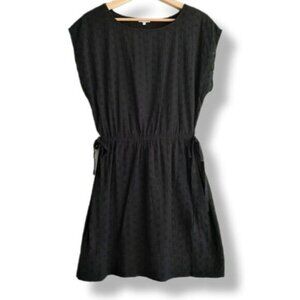 ELORIE Floral Embroidered Eyelet Sleeveless Mini Black Dress Sz M